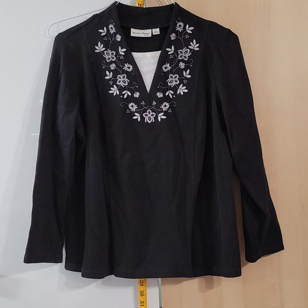 Women studio works‎ knit top 1X black white
